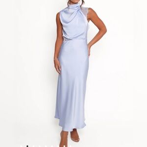 BRAND NEW, NEVER WORN Anabelle Halter Neck Lace Maxi Dress - Baby Blue
